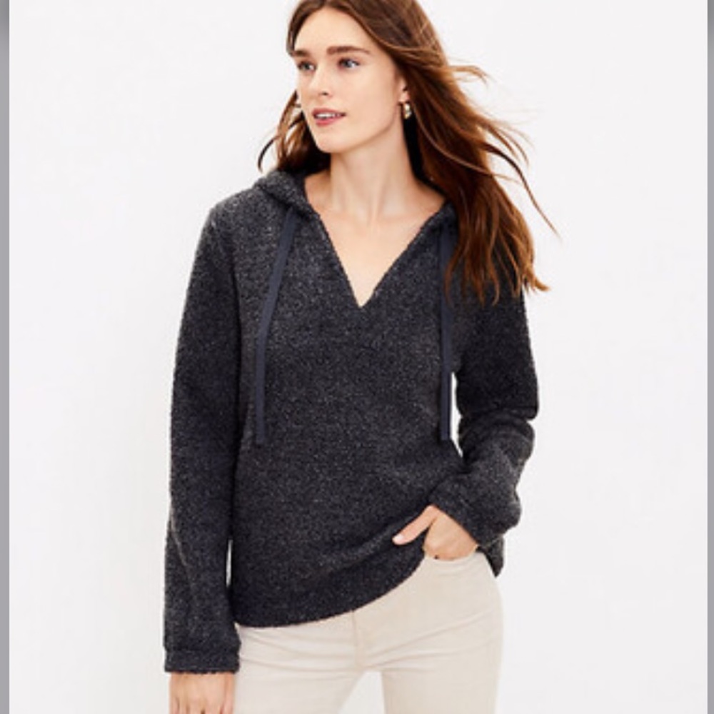LOFT NWT Women's Faux Sherpa Hoodie Sweater